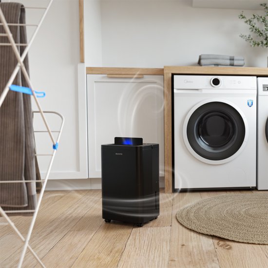 Auronic Luchtontvochtiger en Luchtreiniger - Compact Pro Plus - 12L - Slaapkamer, Badkamer, Woonkamer en Kantoor - Vochtopnemer voor in Huis - Zwart