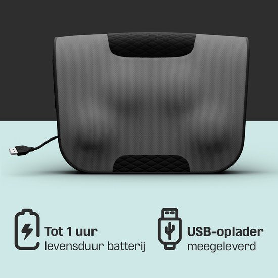 CozySense® Shiatsu Massagekussen - Elektrisch & Draadloos Massage Apparaat voor Nek en Rug - Warmtefunctie - Oplaadbaar - Ergonomisch - Zwart