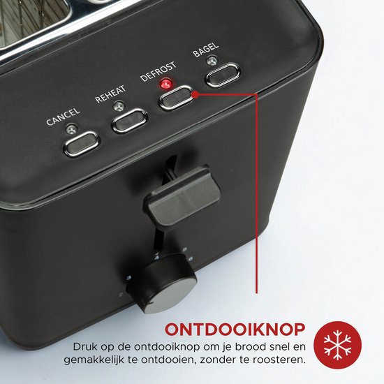 Bourgini Tosti Toaster met Bagelfunctie - Broodrooster met Tostiklemmen - Zwart - Matte Finish - Extra brede sleuf geschikt voor 2 tosti's