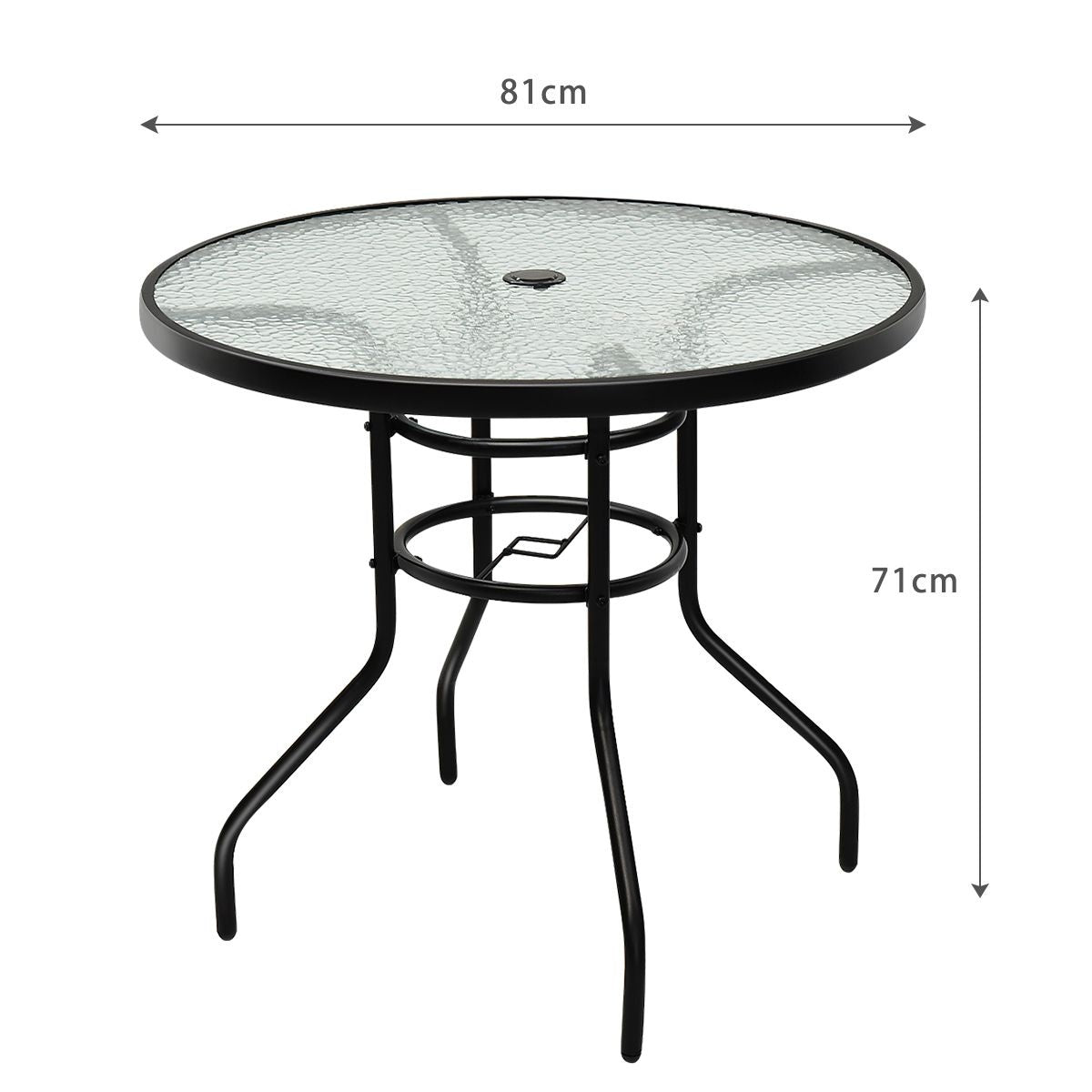 Coast Bistrotafel Glazen Tafel Bijzettafel Balkontafel Patiotafel voor Binnen en Buiten Zwart