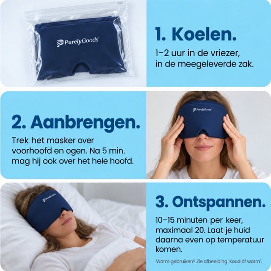 PurelyGoods® Migraine Masker 600 g - Coldpack met Diepvrieszak - Blauw
