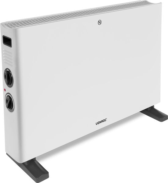 VONROC Elektrische Kachel – Convectorkachel 2000W – Met Ventilator – 2 Warmtestanden – Thermostaat – Wit