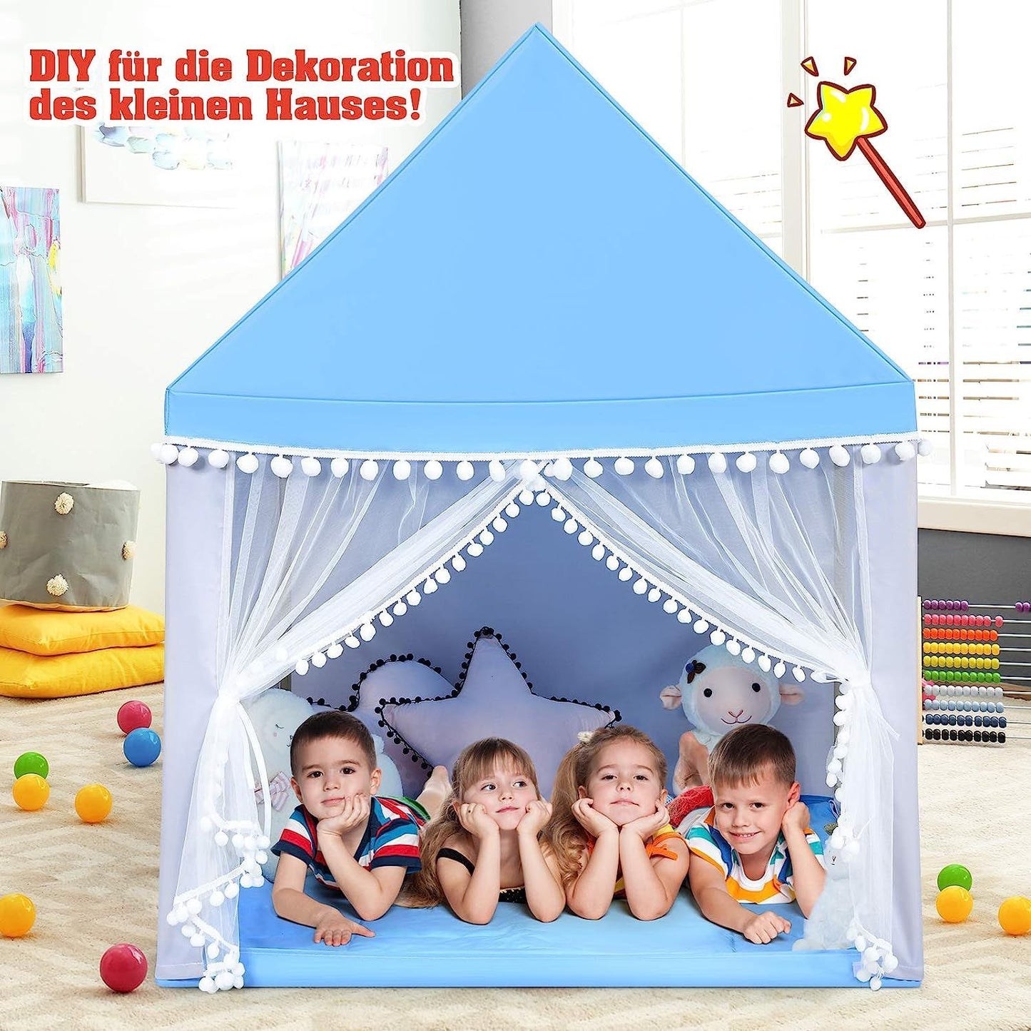 Kust Kindertent Speelhuis Kinderspeelhuis Prinses Prinses Kinderspeeltent Blauw