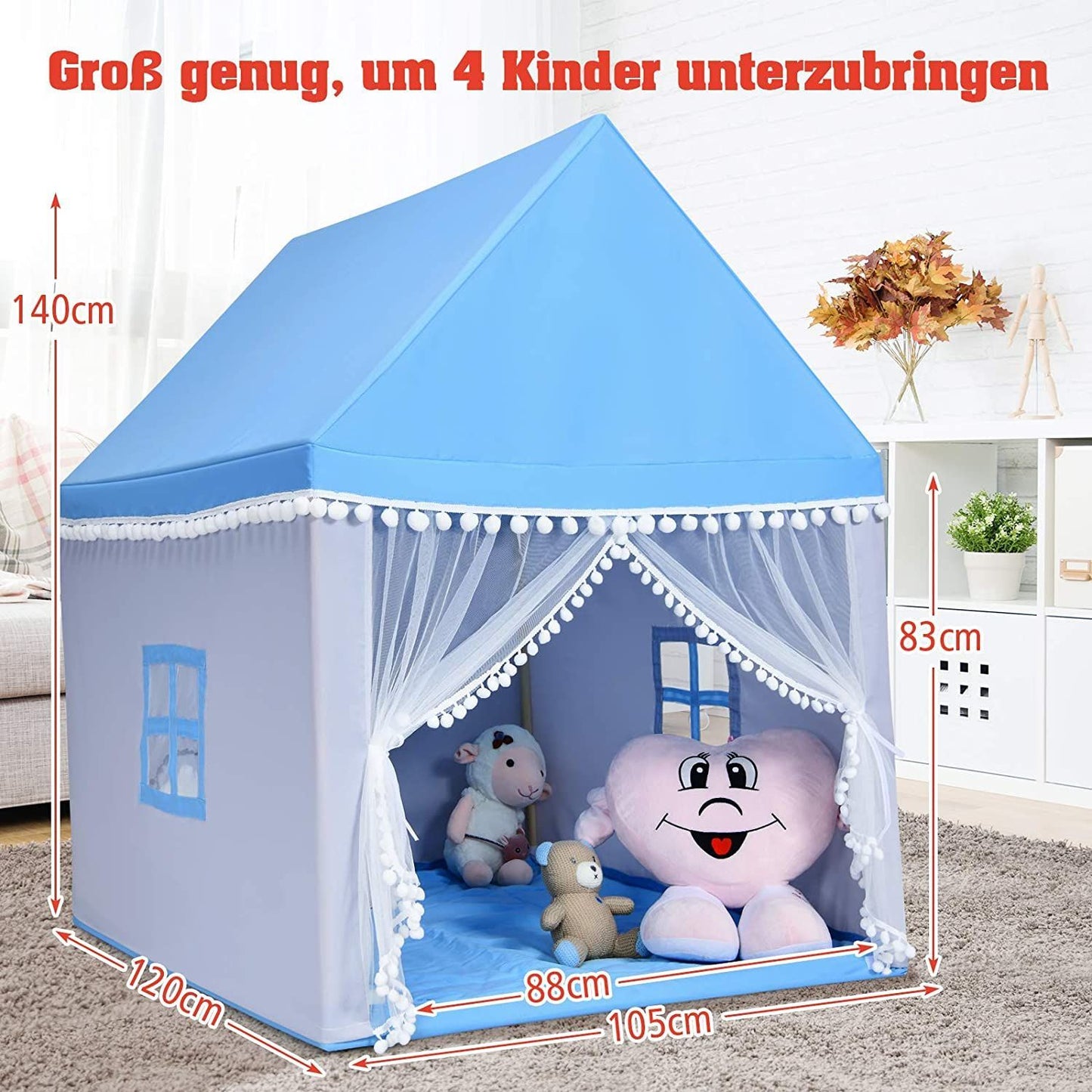 Kust Kindertent Speelhuis Kinderspeelhuis Prinses Prinses Kinderspeeltent Blauw