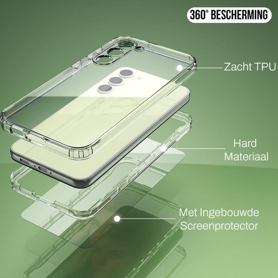 Podec 2-in-1 Hoesje met Screenprotector Geschikt voor Samsung Galaxy S23 Doorzichtig Telefoonhoesje - Anti-Shock Case Cover