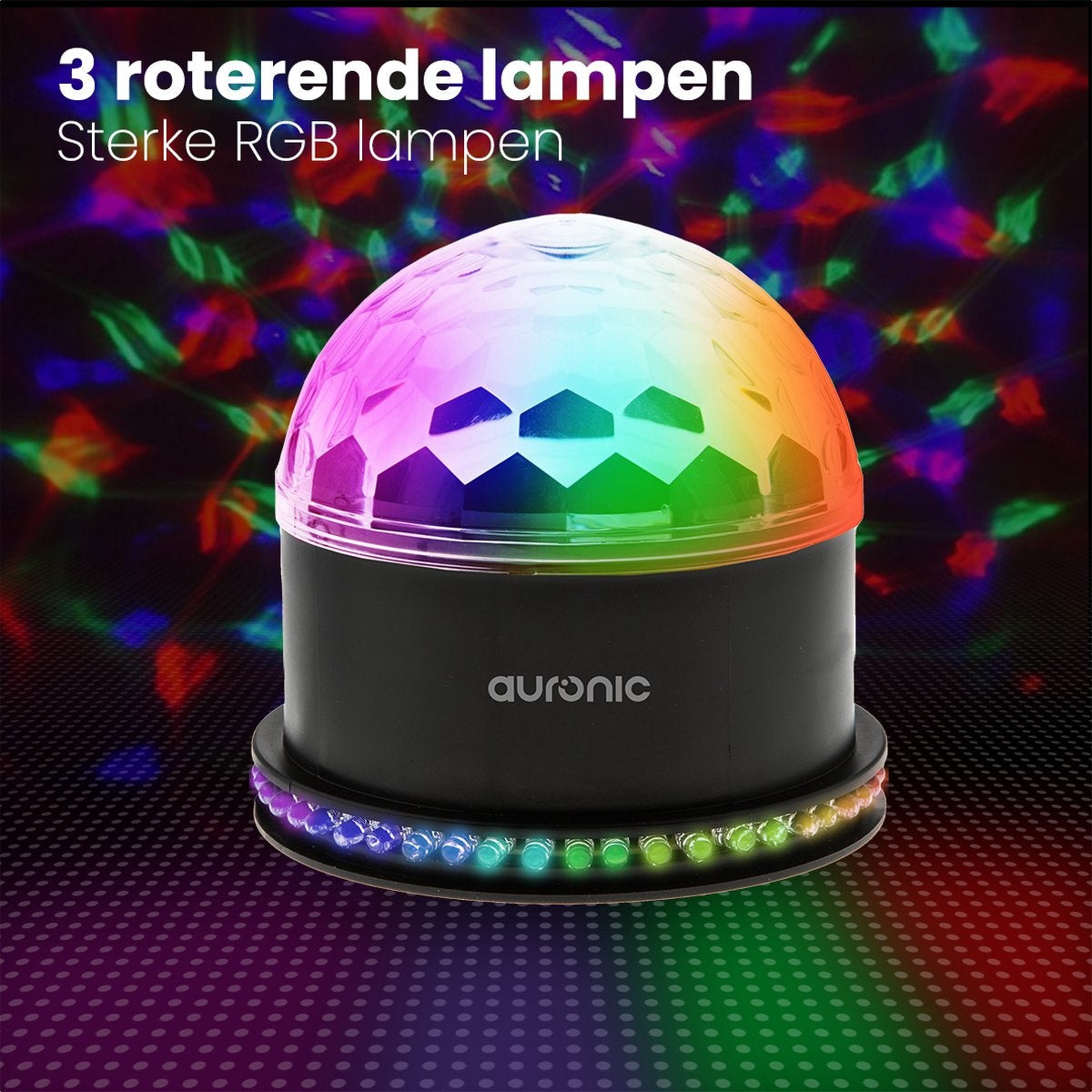 Auronic Roterende Discolamp - Discobal - LED - Afstandsbediening en Muziekgestuurd - Kinderen/Volwassenen