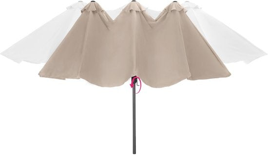 tectake® - Dubbele parasol Silia - Terrasparasol - XXL-parasol - Incl. beschermhoes - beige - 404253