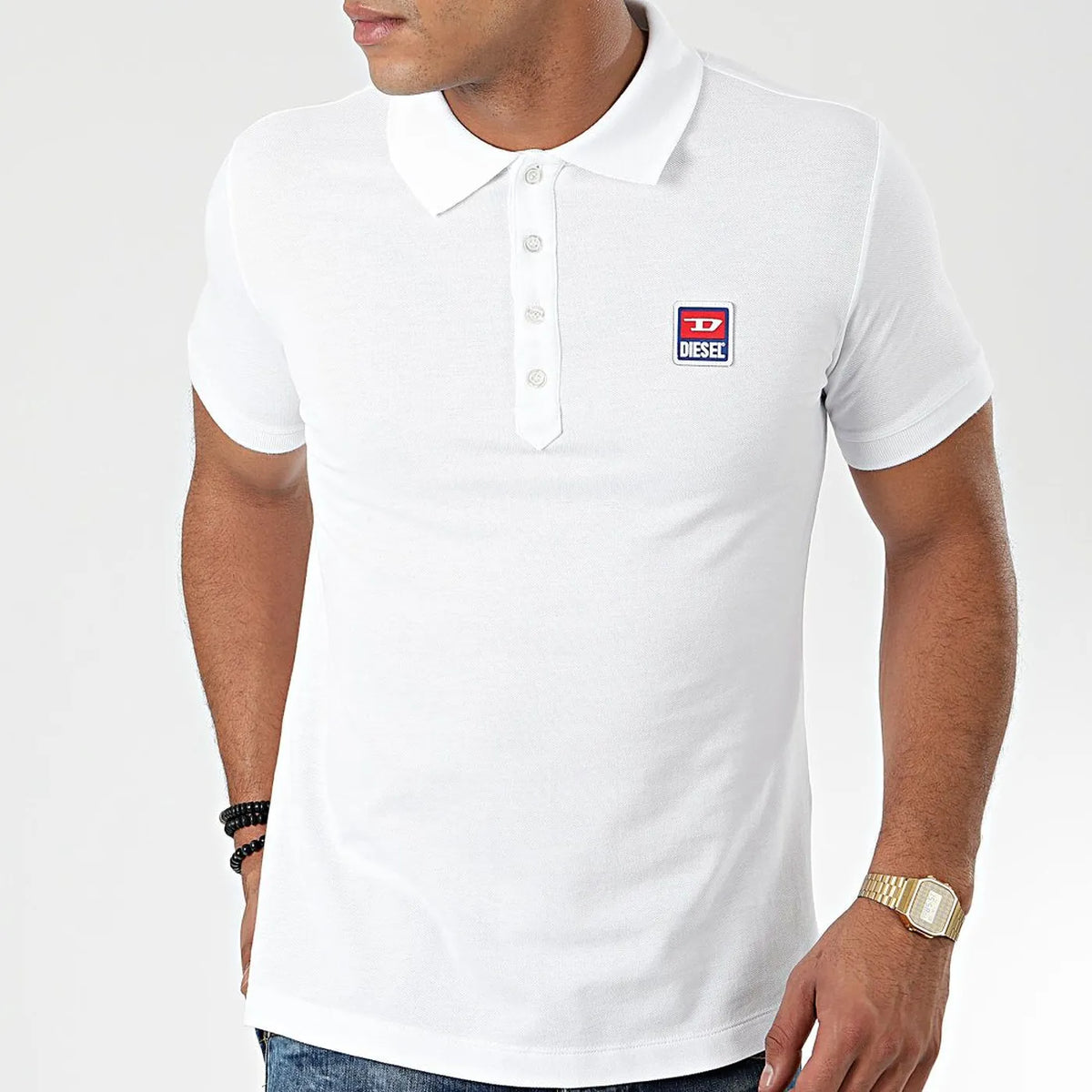 Diesel T-Smith 250205 Polo - 100% Katoen - Getailleerde Pasvorm - Wit - Maat S