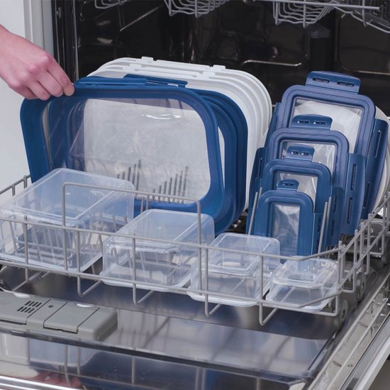 Livington Flex & Fresh Vershoudborden set van 2 - meer ruimte dankzij uitklapbaar deksel - vaatwasmachinebestendig - kliksluiting en afsluitring - stapelbaar - houdt voedsel lang vers