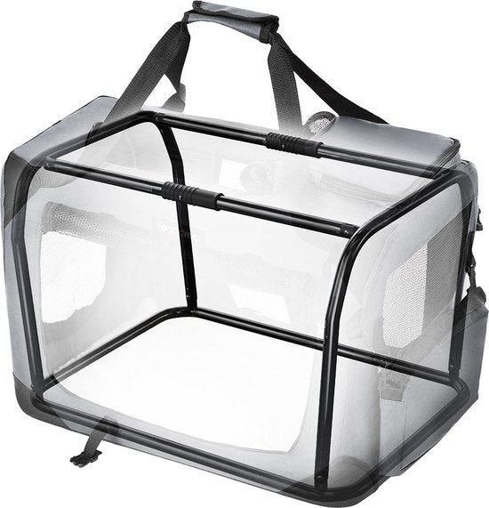 Feandrea - transportbox - reisbench - 60x42x42 cm - voor honden - opvouwbaar - oxford stof - grijs