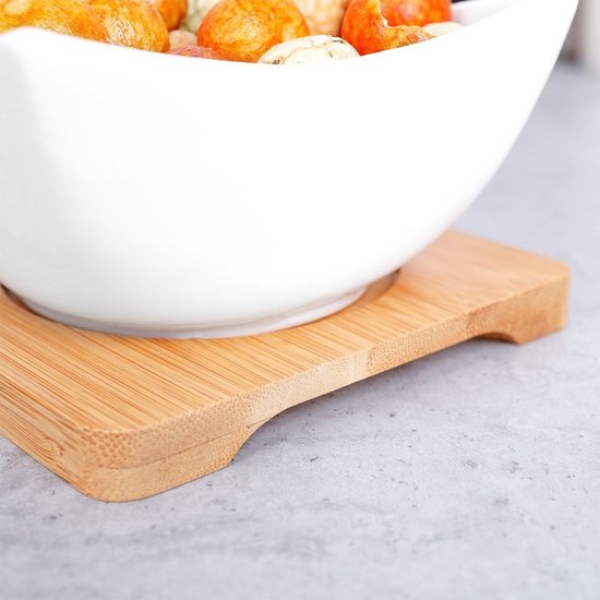 Excellent Houseware - Serveerplank/borrelplank- hapjes/saus/tapas - porselein - incl. 3x schaaltjes