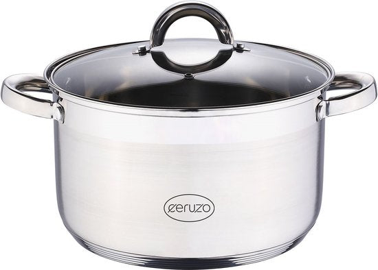 Ceruzo Kookpan - RVS - Diameter 24 cm - H 14,5 cm - 6,3 L - alle Warmtebronnen