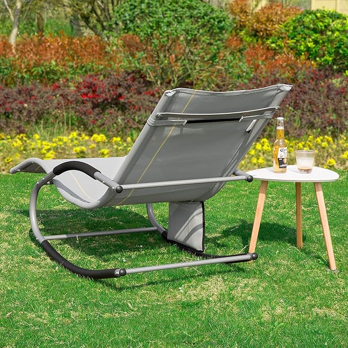 SoBuy OGS28-HGx2 - Set van 2 Schommelligstoelen - tot 120 kg - 145 x 63 x 86 cm - Grijs