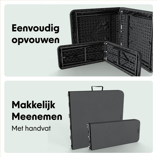 LifeGoods Inklapbare Picknickset - 124cm x 61,5cm - Tuintafel met 2 Banken - Weerbestendig - Campingtafel - Biertafel Opklapbaar - Voor Binnen en Buiten - Voor 4 tot 6 Personen - Zwart