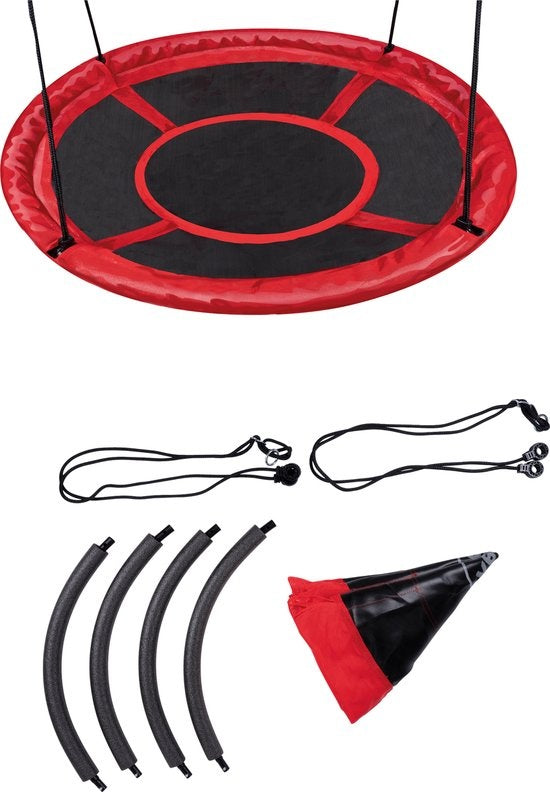Nestschommel - 110cm - tot 150 KG - Zwart/Rood