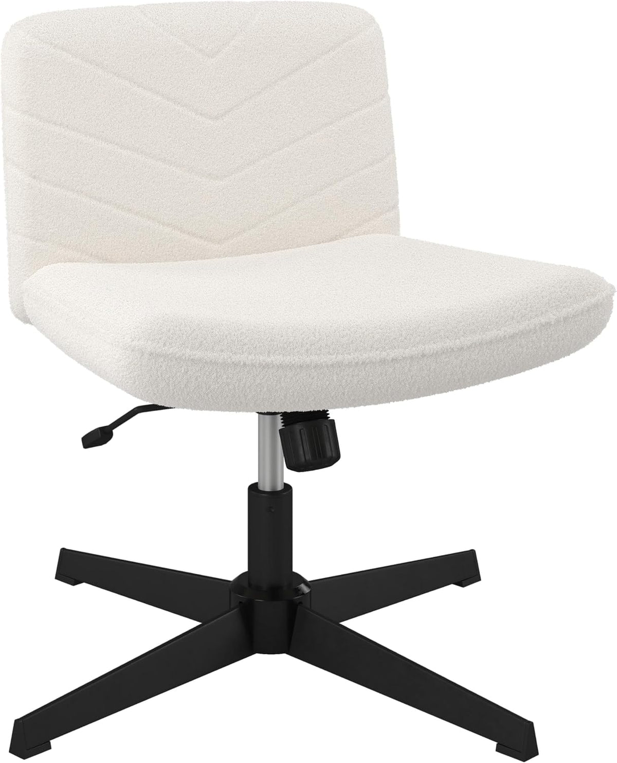 Yaheetech Ergonomische Bureaustoel - Ivoor - Bouclé - Verstelbare Zithoogte - 360° Draaibaar - Kruisvoet