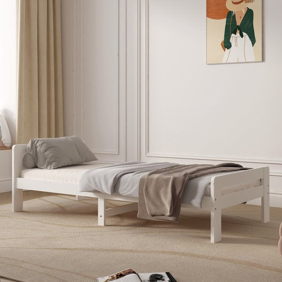 Sunny Olla Kinderbed – 200 x 90 – 205,5 x 98 x 61 cm – Peuterbed Meisjes en Jongens – FSC 100% Hout – Met Lattenbodem –Exclusief Matras – Wit