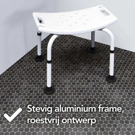 Brixy Douchekruk - In Hoogte Verstelbaar - Douchestoel - Anti-Slip - Met Douchekophouder - Max. 150 kg - Wit