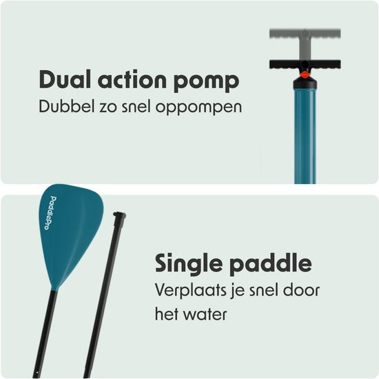 LifeGoods SUP Board Allround Compact - 100 KG Draagkracht - 300 x 76 cm - Opblaasbaar - Compleet SUP pakket - Wit/Deep Aqua