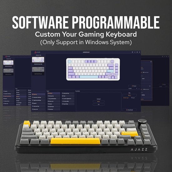 Ajazz AK820 MAX HE - 75% Bedraad RGB Gaming Toetsenbord - Hall Effect Rapid Trigger Mechanisch Toetsenborden - Gasket - Hot Swap - 8K Hz Polling Rate - QWERTY Toetsenborden - 82 Keys - Maanlicht geel