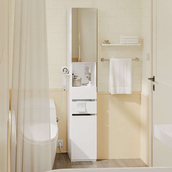 SoBuy BZR240-E-W Badkamerkast - 30 x 30 x 180,5 cm - Wit