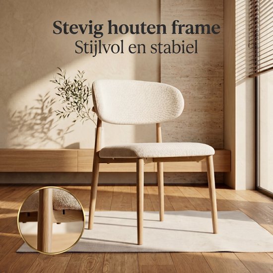 Bayt Japandi eetkamerstoelen - Set van 2 - Beige