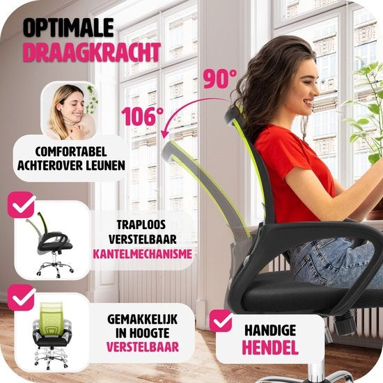 tectake - bureaustoel burostoel kantoor - design - zwart/groen