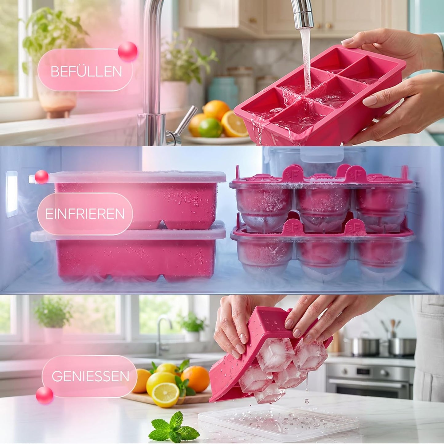 Neighbour's Friend IJsblokjes en IJsbolvorm Set - Roze - XXL - Siliconen