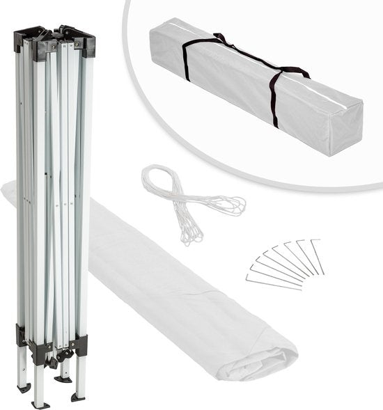 tectake® - Tuinpaviljoen Linosa opvouwbaar - Waterafstotend - Incl. draagtas, scheerlijnen en haringen - 3x3m - wit