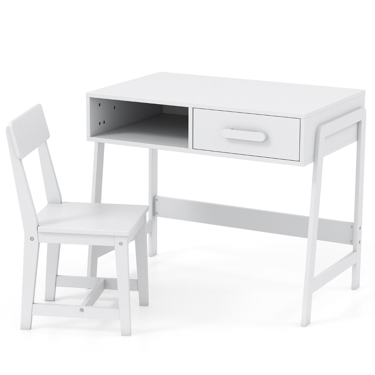 Coast Kinderbureau met stoel - met lade en plank - ergonomisch ontwerp - wit