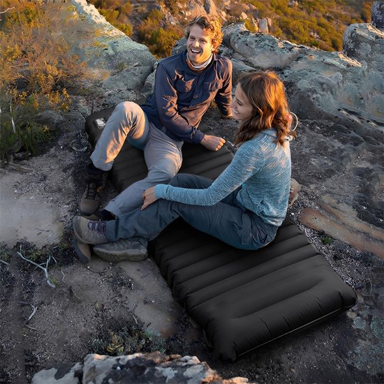 Ever Trex Slaapmat Comfort - 193x70x10cm - Ingebouwde Pomp - 1 Persoons - Camping Matras - Zelfopblaasbaar - Zwart