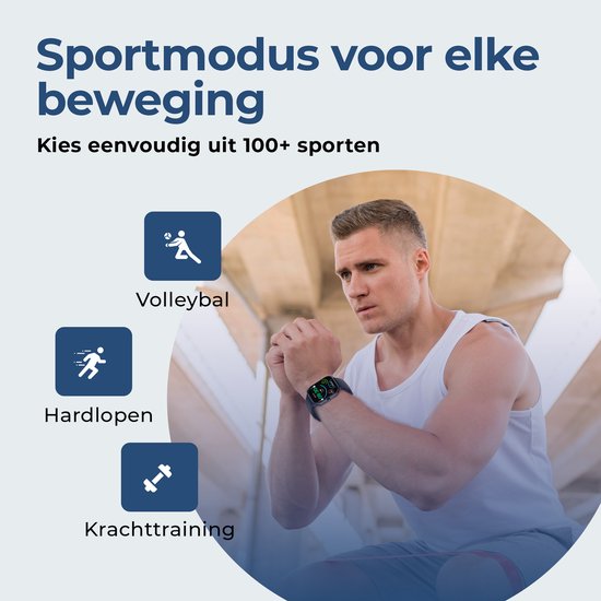 Denver Smartwatch - Android iOS - Volledige Belfunctie - Amoled Display - Sporthorloge - Hartslagmeter - Saturatiemeter - Slaapmonitor - SWC187B