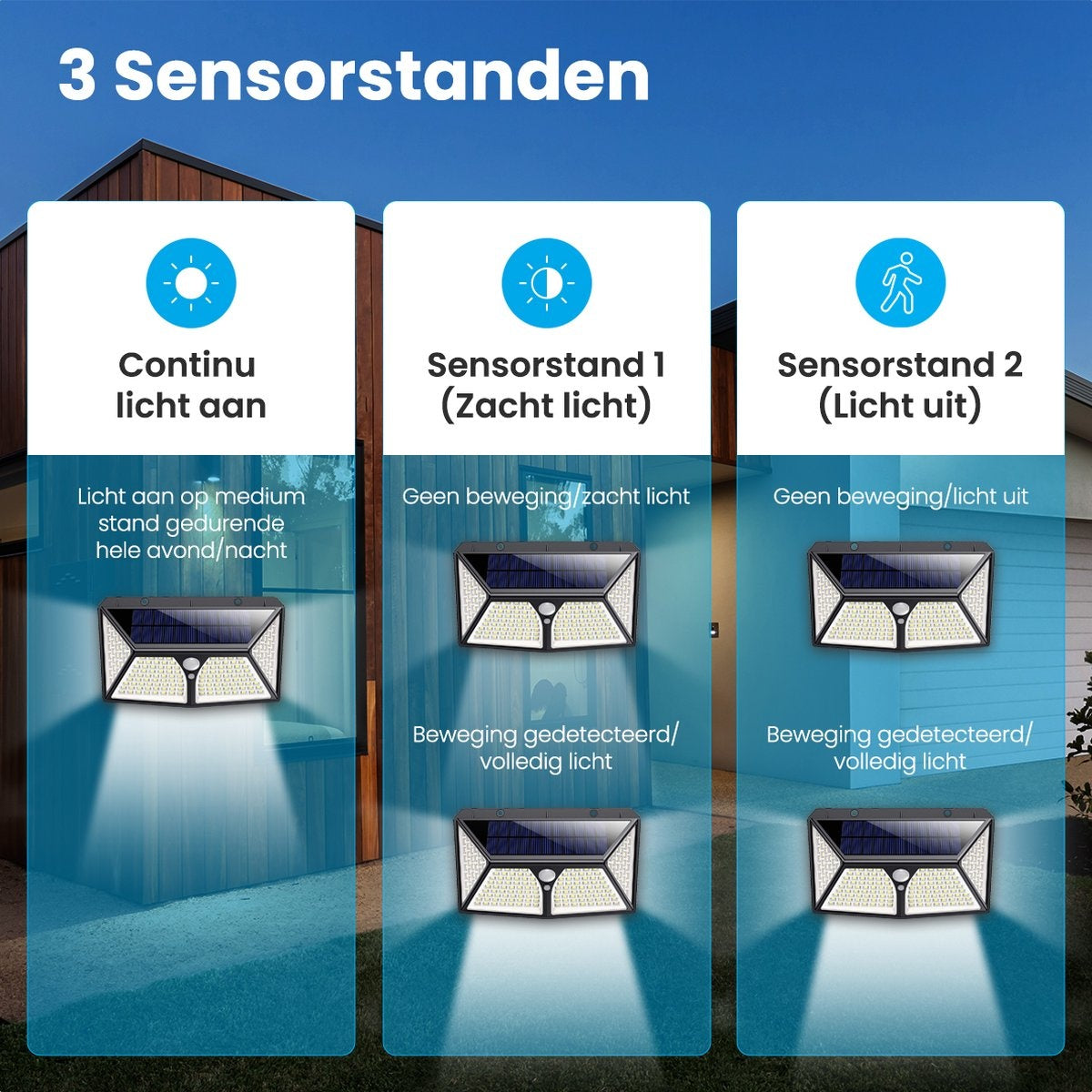 Auronic Solar Buitenlamp met Bewegingssensor - Tuinverlichting Op Zonne-energie - 180 LED's - IP65 - Zwart