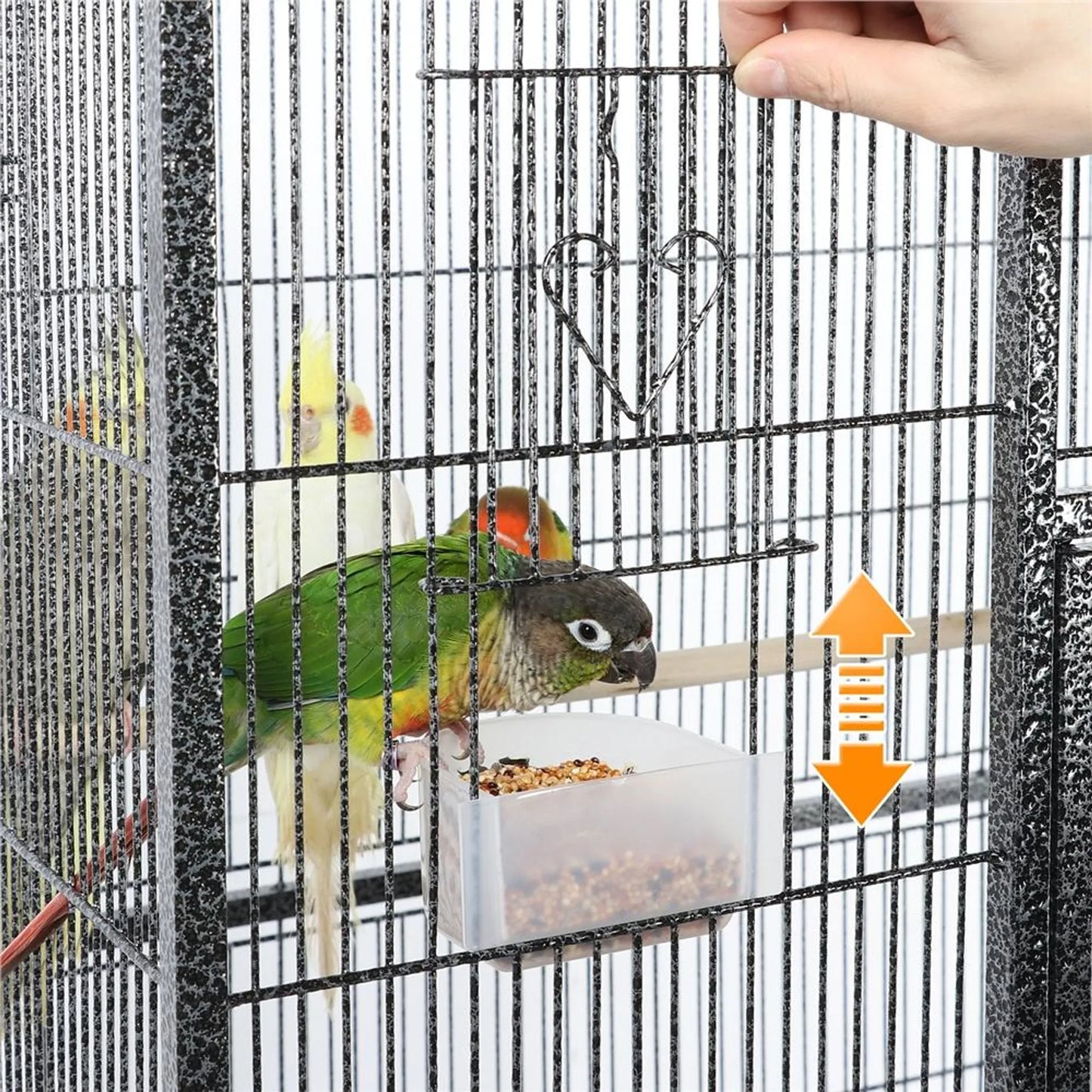 Yaheetech Vogelkooi Met Verrijdbaar Onderstel – Voorzien Van Afneembare Kooi En Zes Toegangsdeuren En Opbergplank – Voor Parkieten En Valkparkieten – Gehamerd Zwart Metaal – 81 x 47 x 160 cm