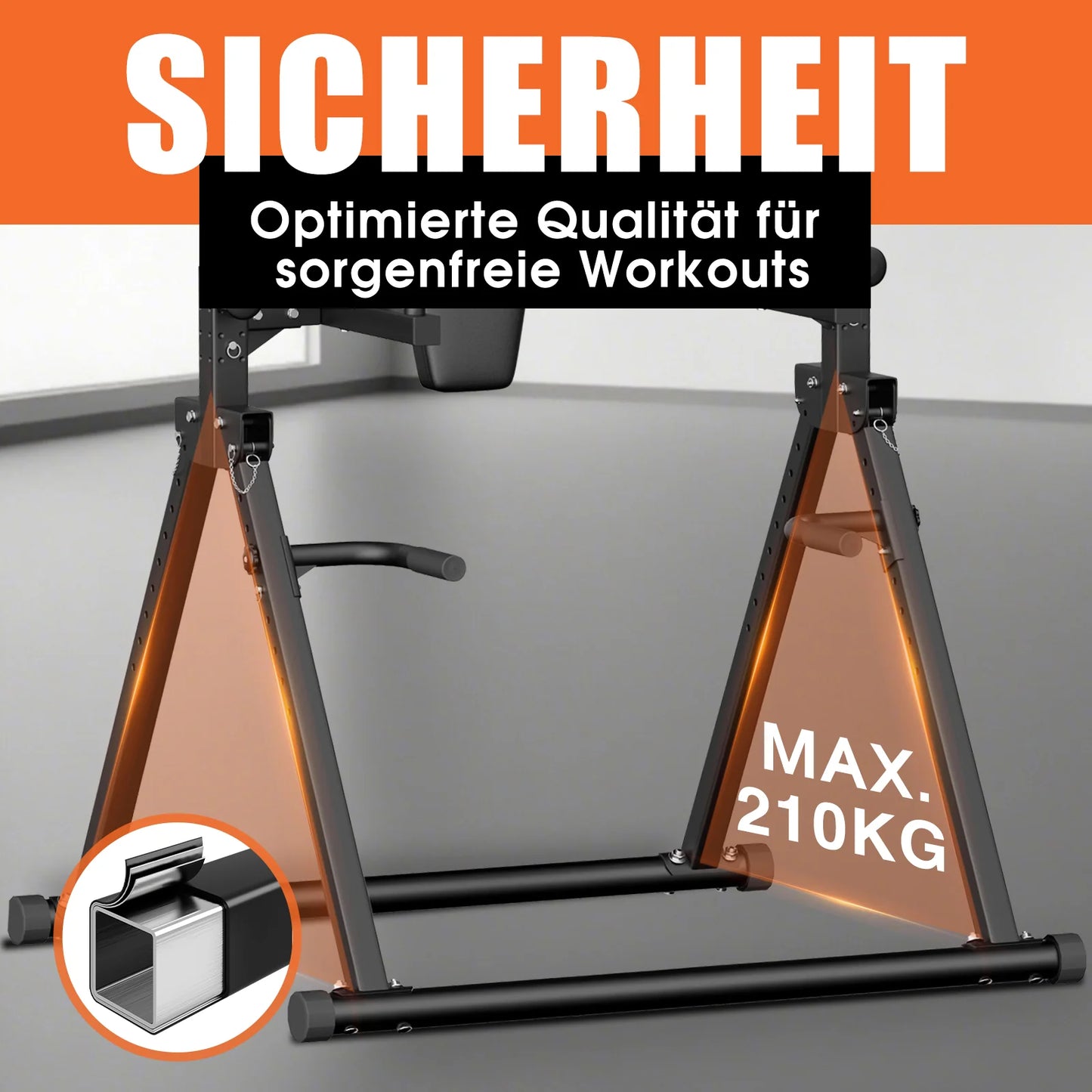 DH FitLife Opvouwbare Power Tower Dip Station – Vrijstaande Optrekstang tot 150 kg voor Thuisgym