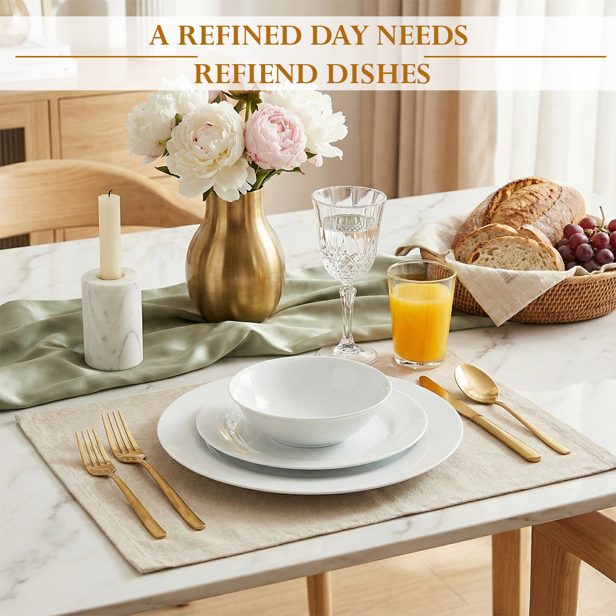 Ronde diner set Elegante witte keramische borden en kommen
