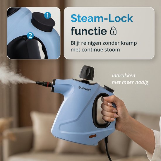 Joyware® 18-in-1 Stoomreiniger S2 – Handstoomreiniger met Steam Lock – Tapijtreiniger & Vlekkenreiniger voor Bank, Badkamer & Bekleding – Steam Cleaner – 1050W – 450ML
