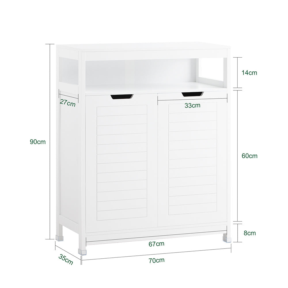 SoBuy Badkamerkast - Lage Kast - 2 Deurs - 100 x 42 x 20 cm - Wit