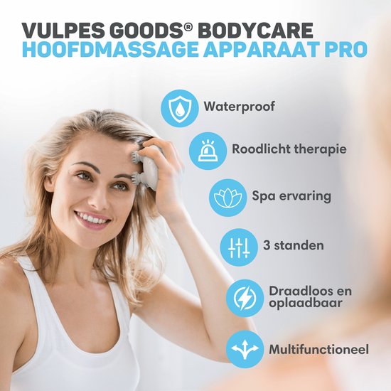 Vulpes Goods® BodyCare - Hoofdmassage Apparaat met Infrarood – Elektrisch Massageapparaat - Scalp Massager - Haarborstel – Stimuleert Haargroei & Bloedsomloop - USB Oplaadbaar