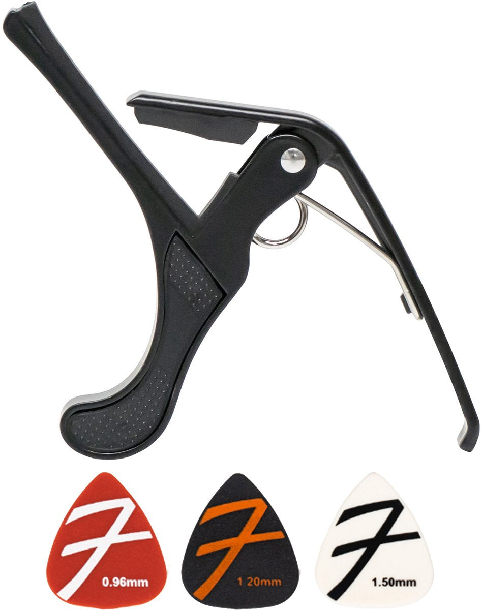 Finesse Universele Capo met Plectrums - Zwart