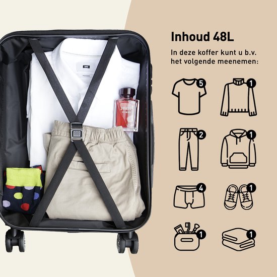 Handbagage Koffer - Trolley - 48L - Lichtgewicht - Cijferslot - 4 wielen - 56x37x24cm - Zwart