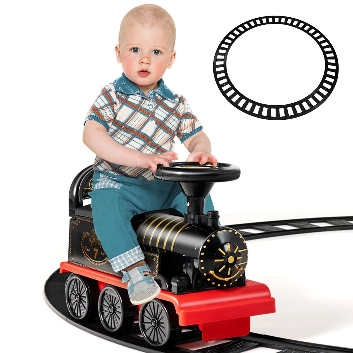 Coast 6V Electric Children's Pull om rechtop te zitten met 16 stuks rails voor kinderen van 3 jaar Schwarz
