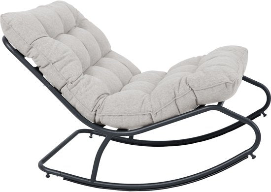 AXI Ruby Schommelstoel Zwart/beige – Schommelstoel Buiten - met Dikke Kussens – Metalen Frame – Lounge Tuinstoel met Schommelfunctie