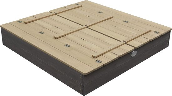 AXI Ella XL Houten Zandbak in Grijs/Bruin - Met Zitbankjes en Deksel - FSC hout - 120x120x20cm - Zandbak voor kinderen