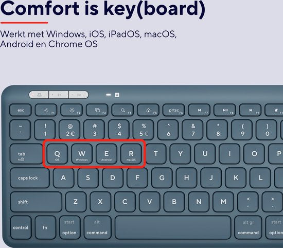 Trust Lyra - Draadloos Toetsenbord en Muis - Multi connect - Qwerty US - Blauw