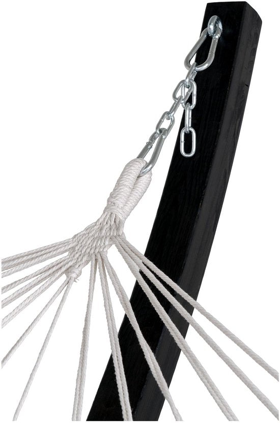 Tripoli hangmat - Grijs/Zwart - Luxe Buitenhangmat met Houten Frame