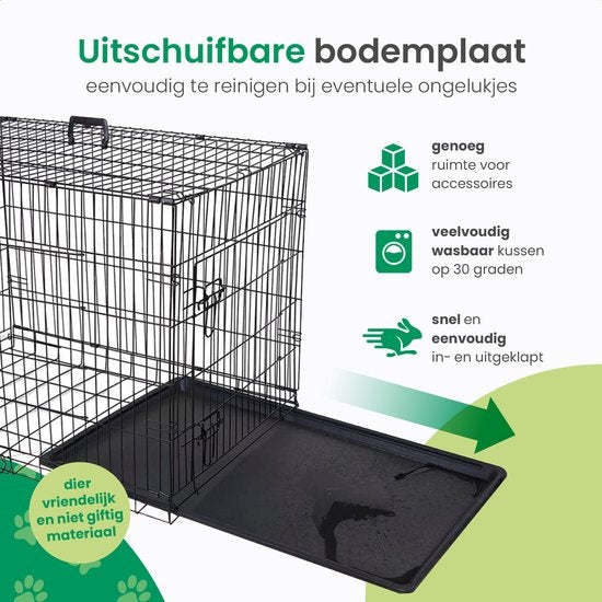 Gopets Hondenbench Opvouwbaar S – Bench – Voor Honden – Incl. Hondenkussen – 2 Deuren – 61 x 43 x 48 cm