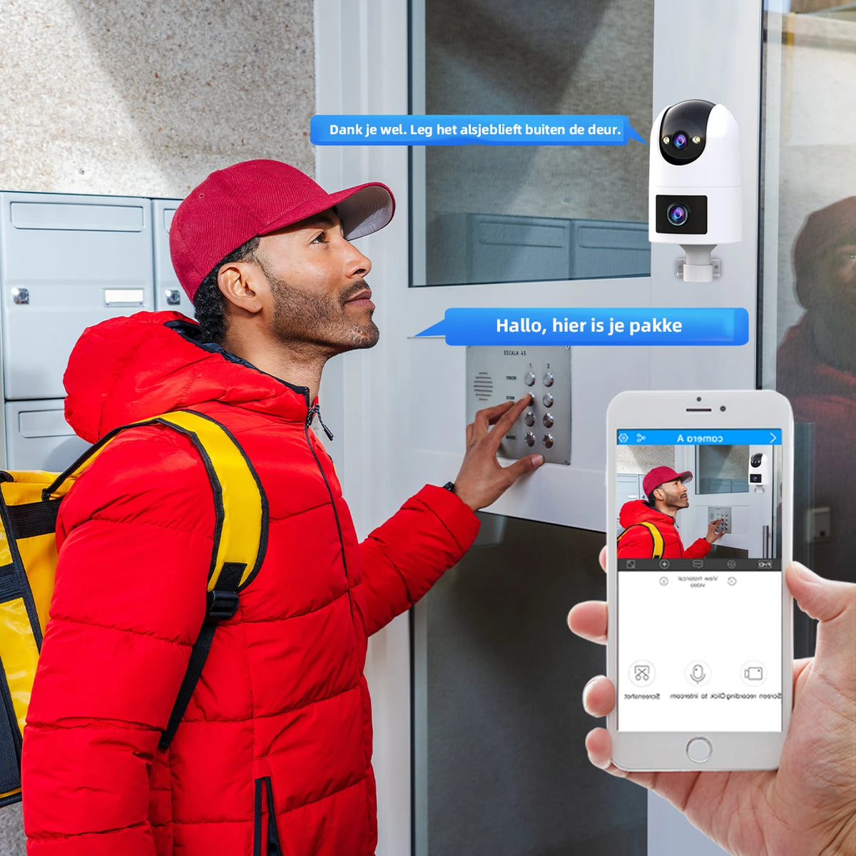 Jooan Dual Lens Beveiligingscamera 2K - WiFi met App - Zwart