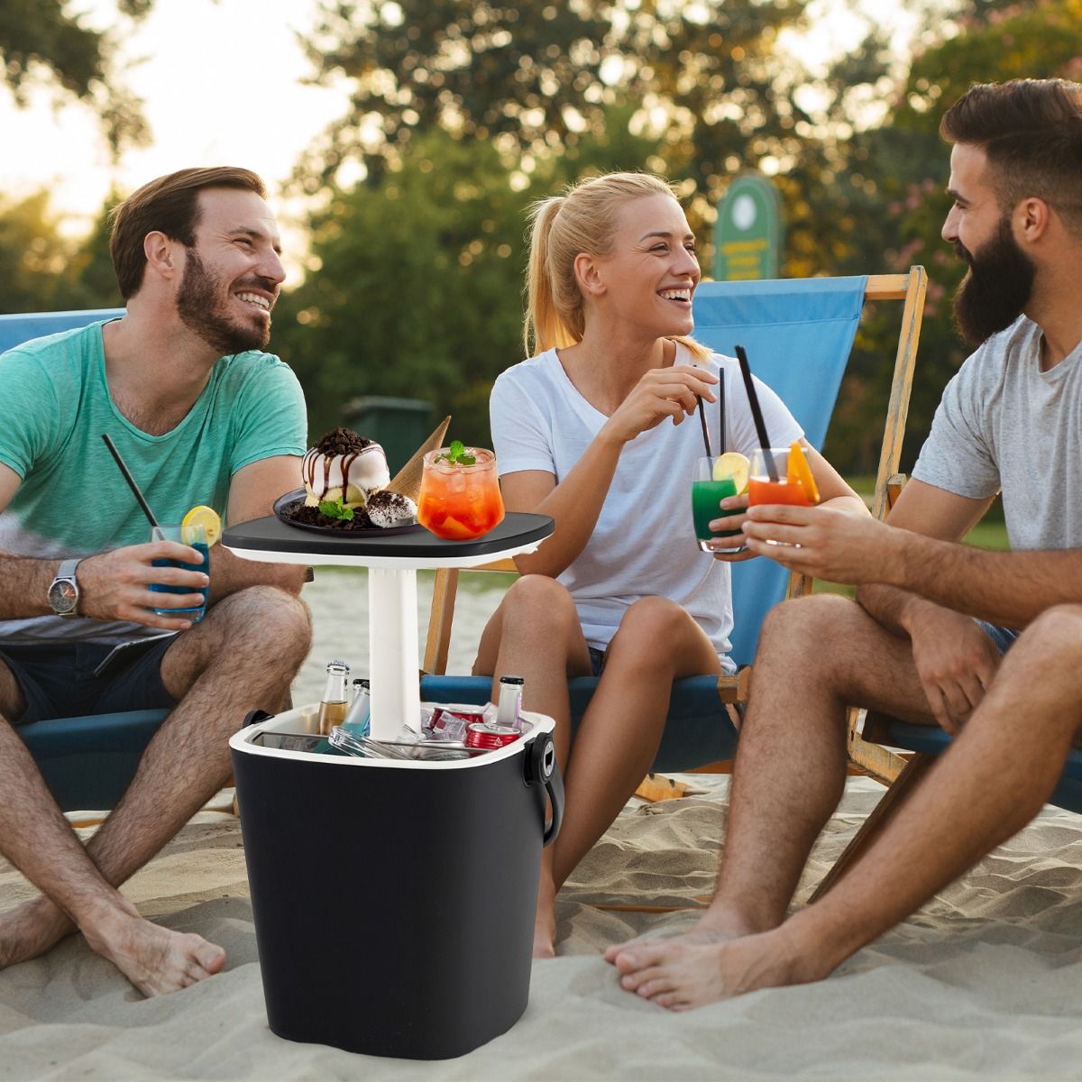 Coast 3-in-1 Buitenkoeltafel - met flesopener en handvat - 15 liter - blauw/zwart