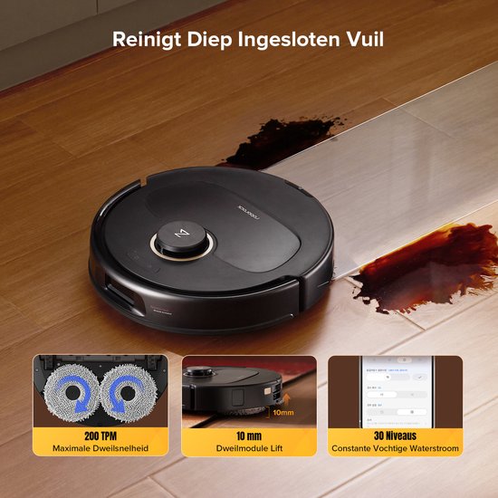 Roborock Qrevo S5V-Robotstofzuiger met dock-12000 Pa zuigkracht-FlexiArm-dweilen-Reactief obstakel vermijden-Dubbele anti-klitfunctie-Warmeluchtdroging-Obstakelvermijding en slimme navigatie-Zwart